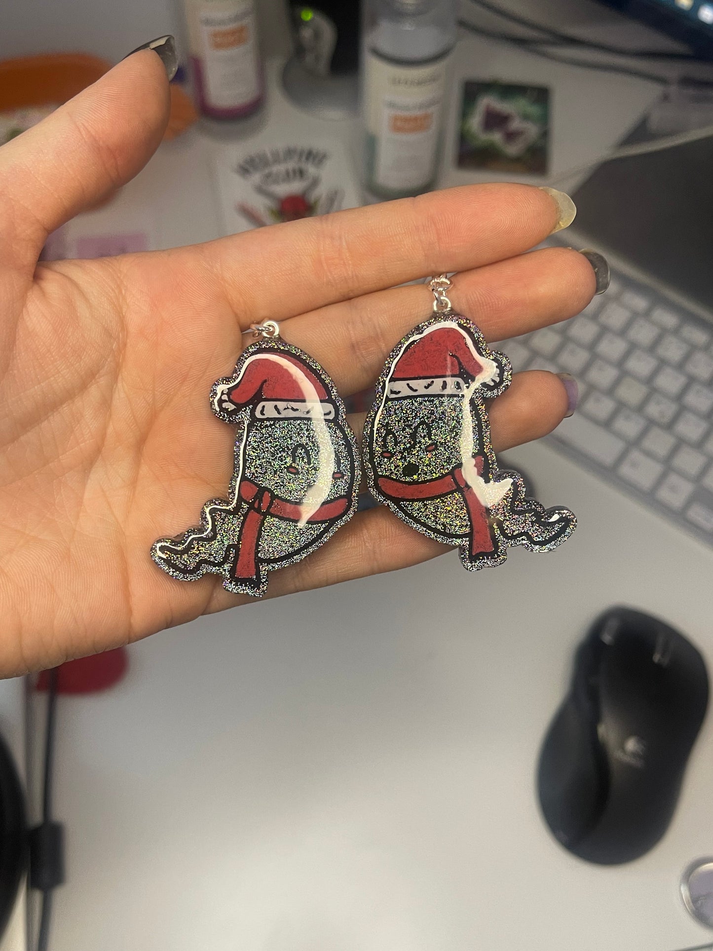 Holographic Santa Ghosts Earrings