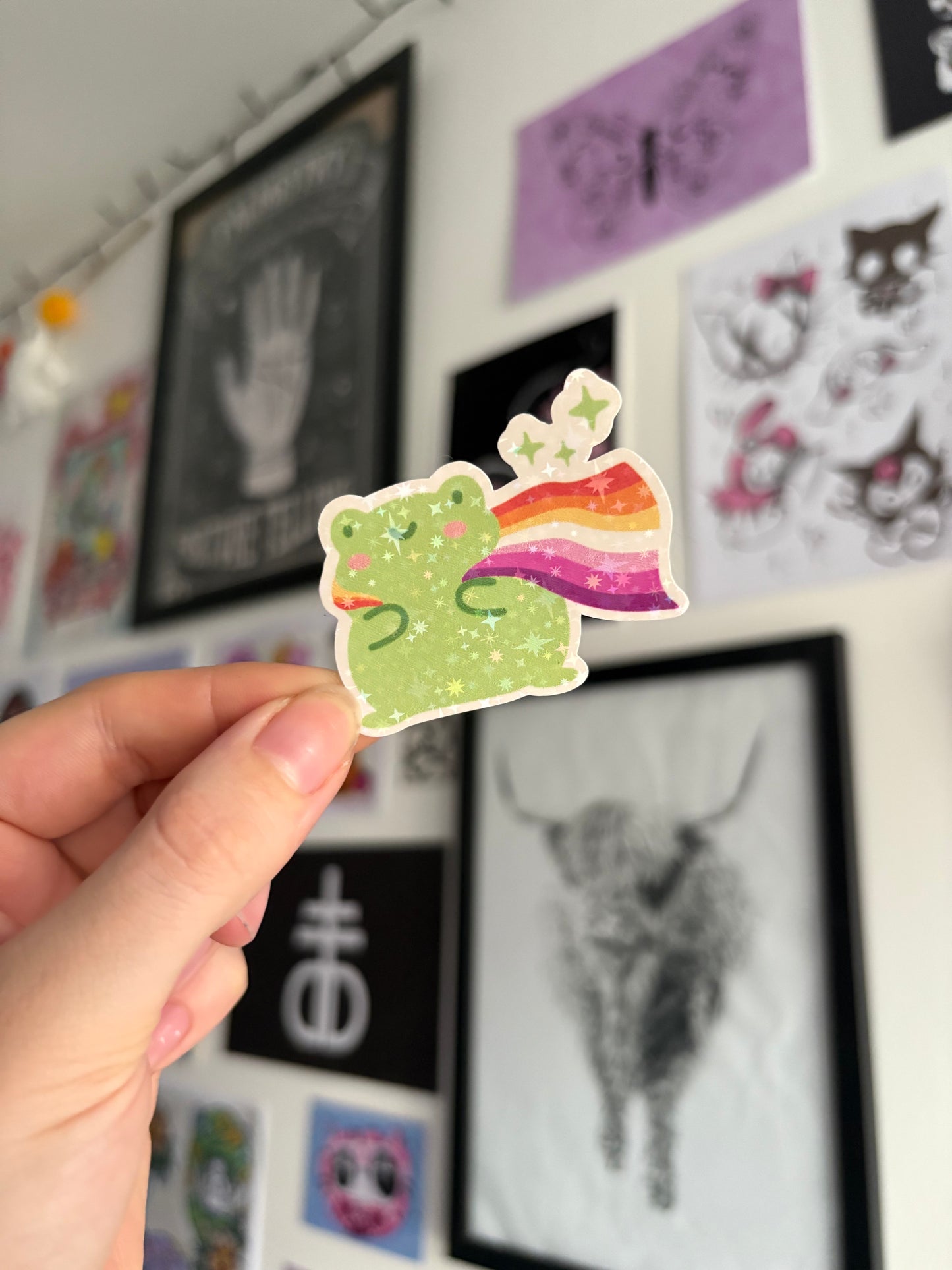 Lesbian Pride Froggy Holographic Sticker