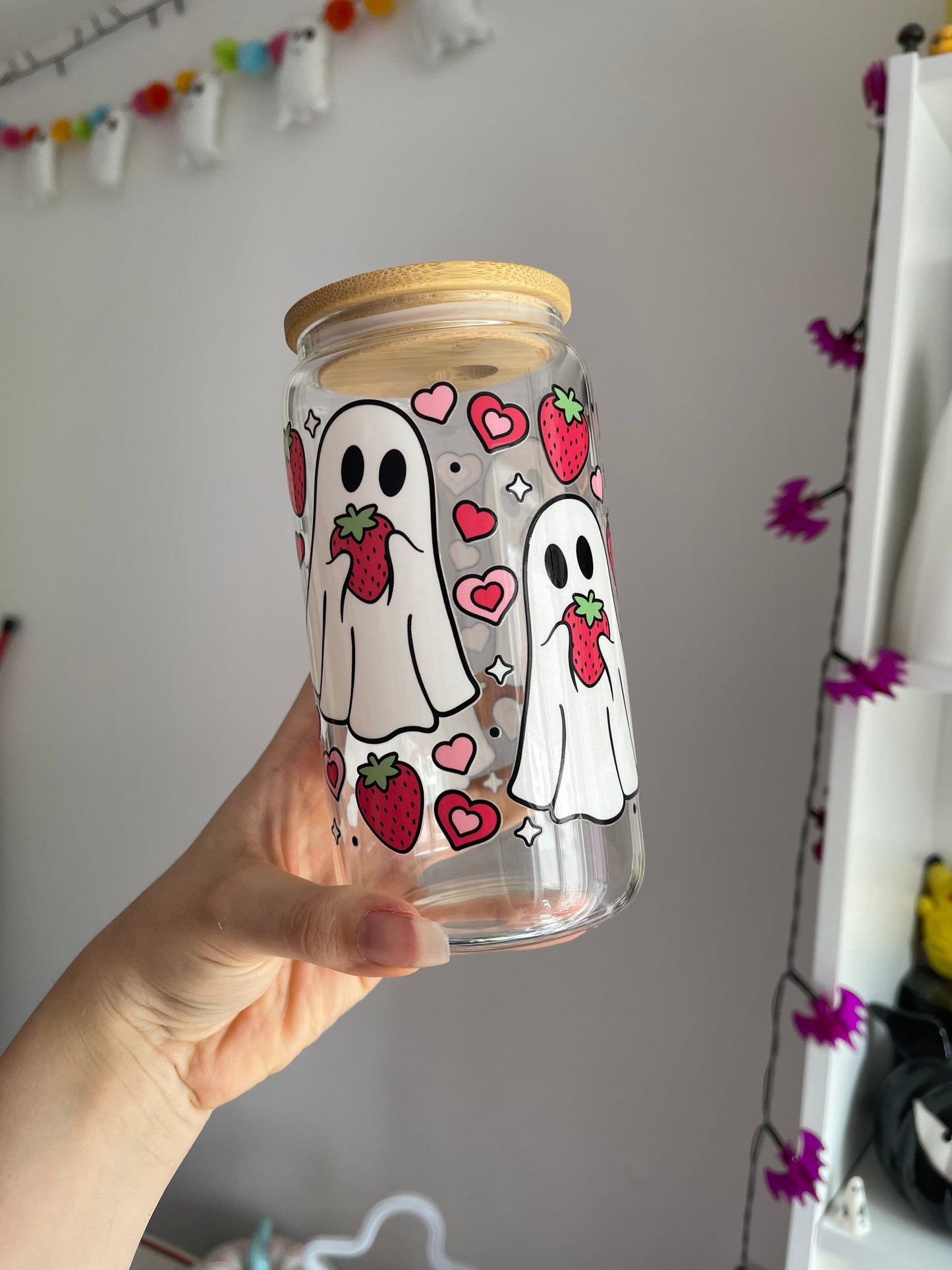 Strawberry Ghostie Glass Libbey Can