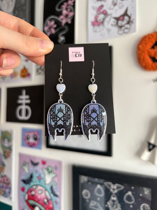 Lilac Holographic Sleepy Mask Earrings