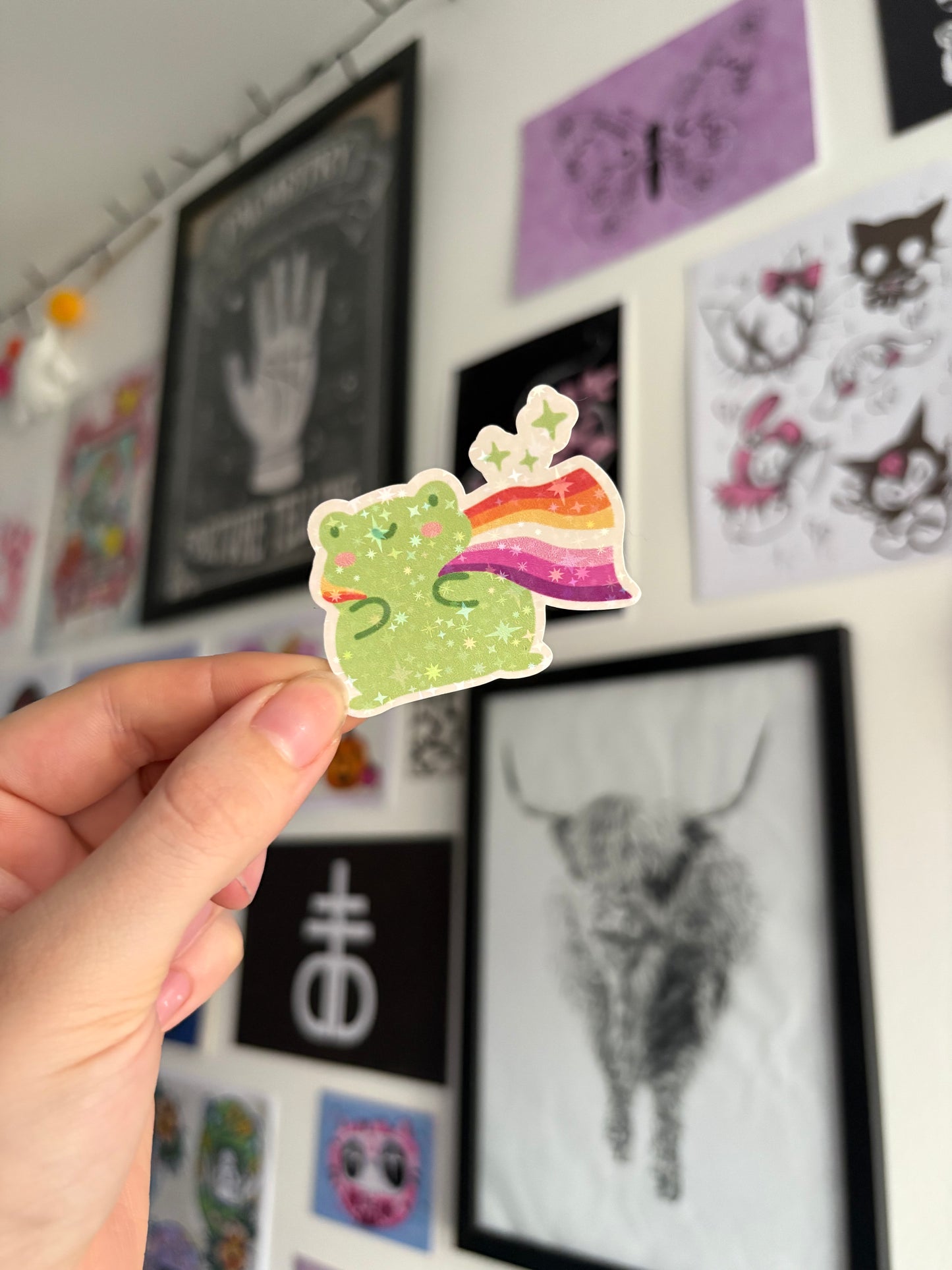 Lesbian Pride Froggy Holographic Sticker