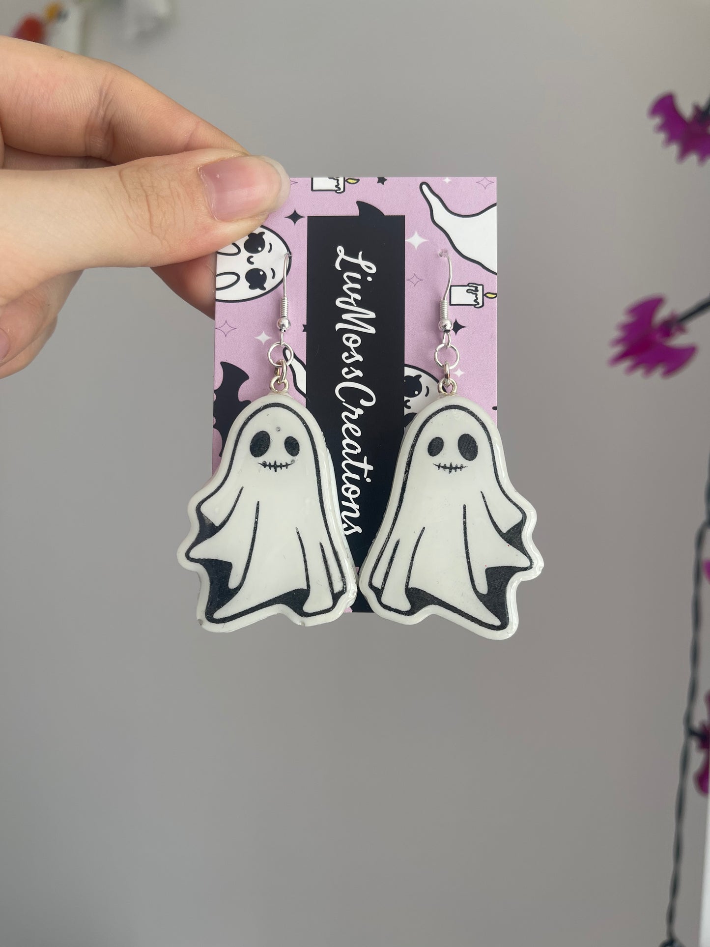 Stitched Mouth Ghost Earrings