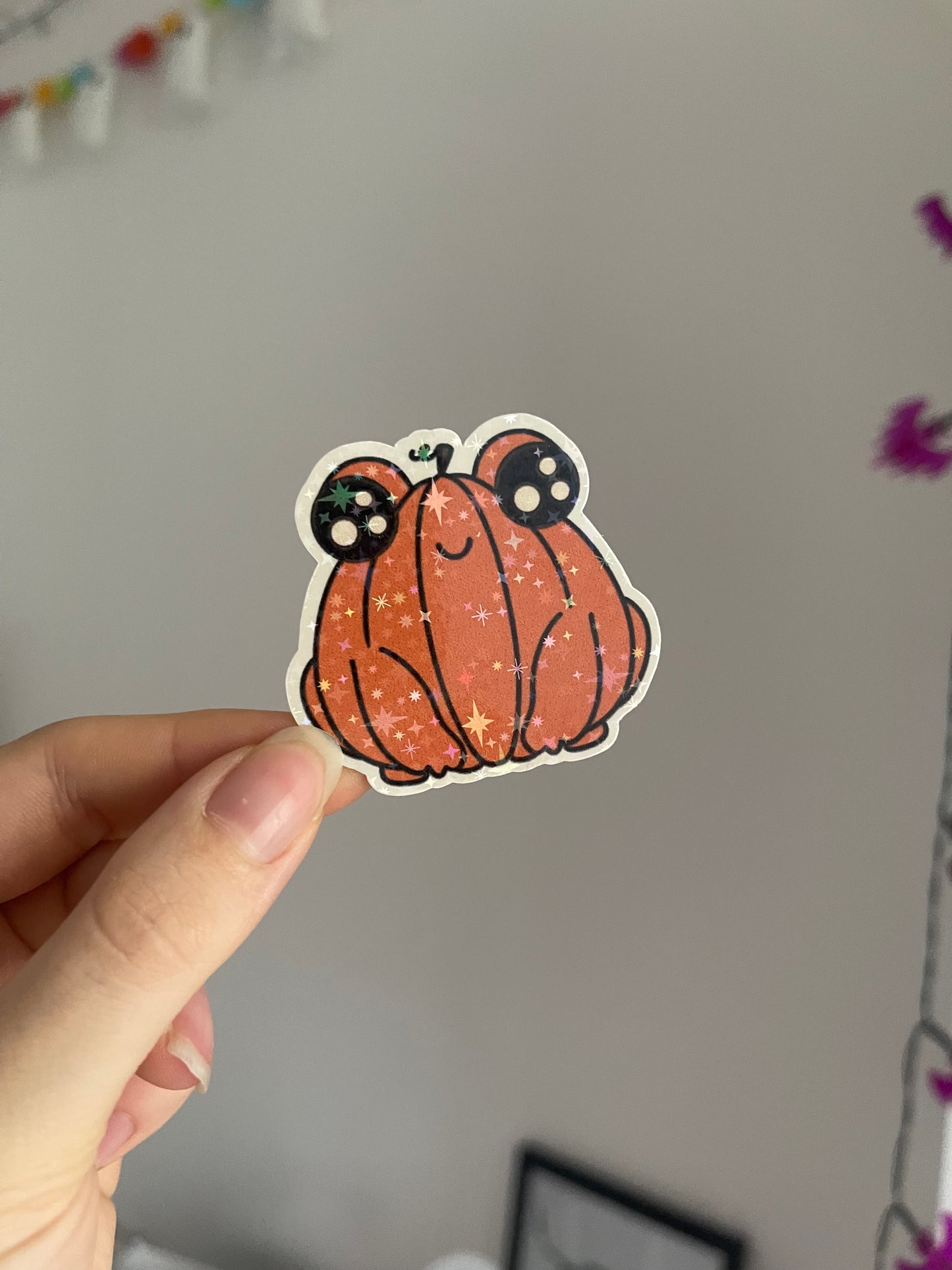 Pumpkin Frog Holographic Sticker