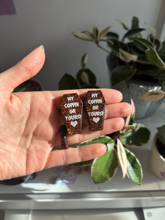 My Coffin Or Yours? Coffin Earrings