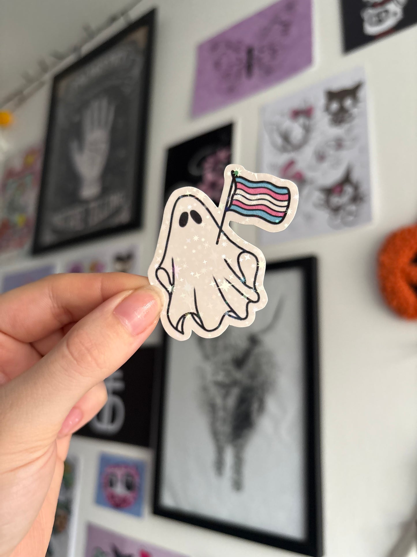 Trans Pride Ghost Holographic Sticker