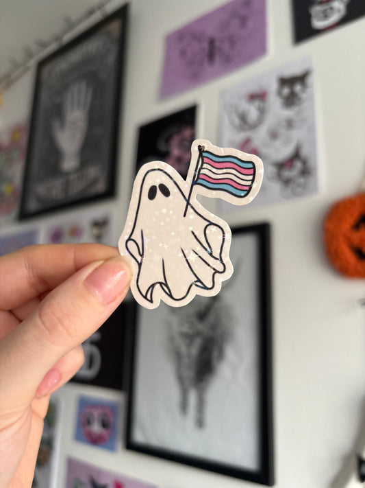 Trans Pride Ghost Holographic Sticker