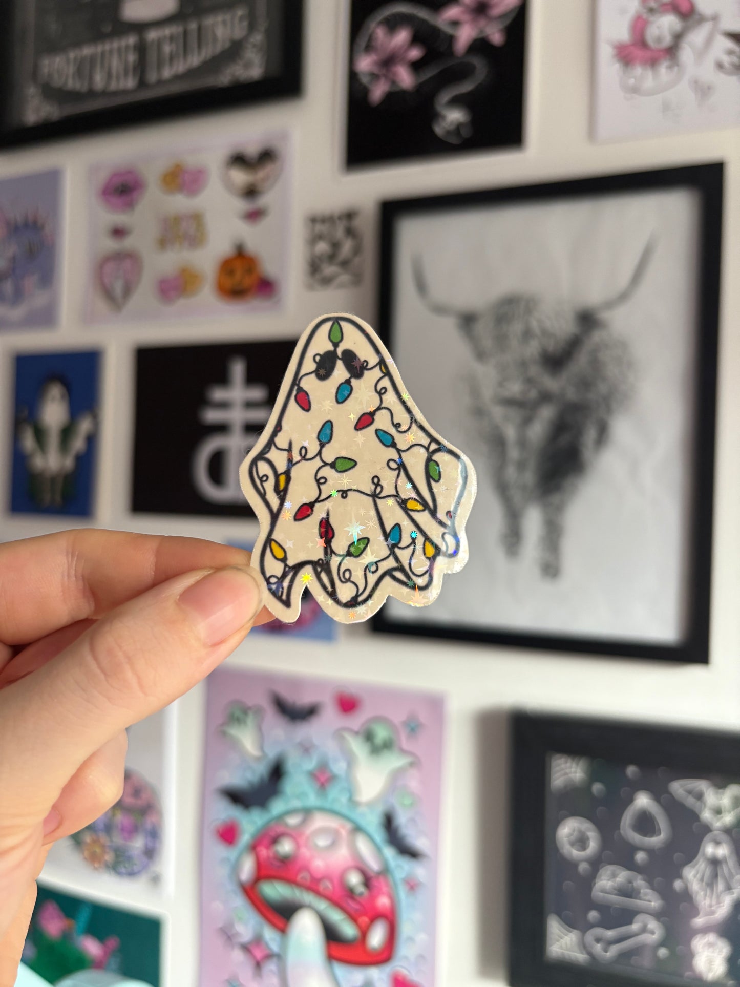 Christmas Lights Ghost Holographic Sticker
