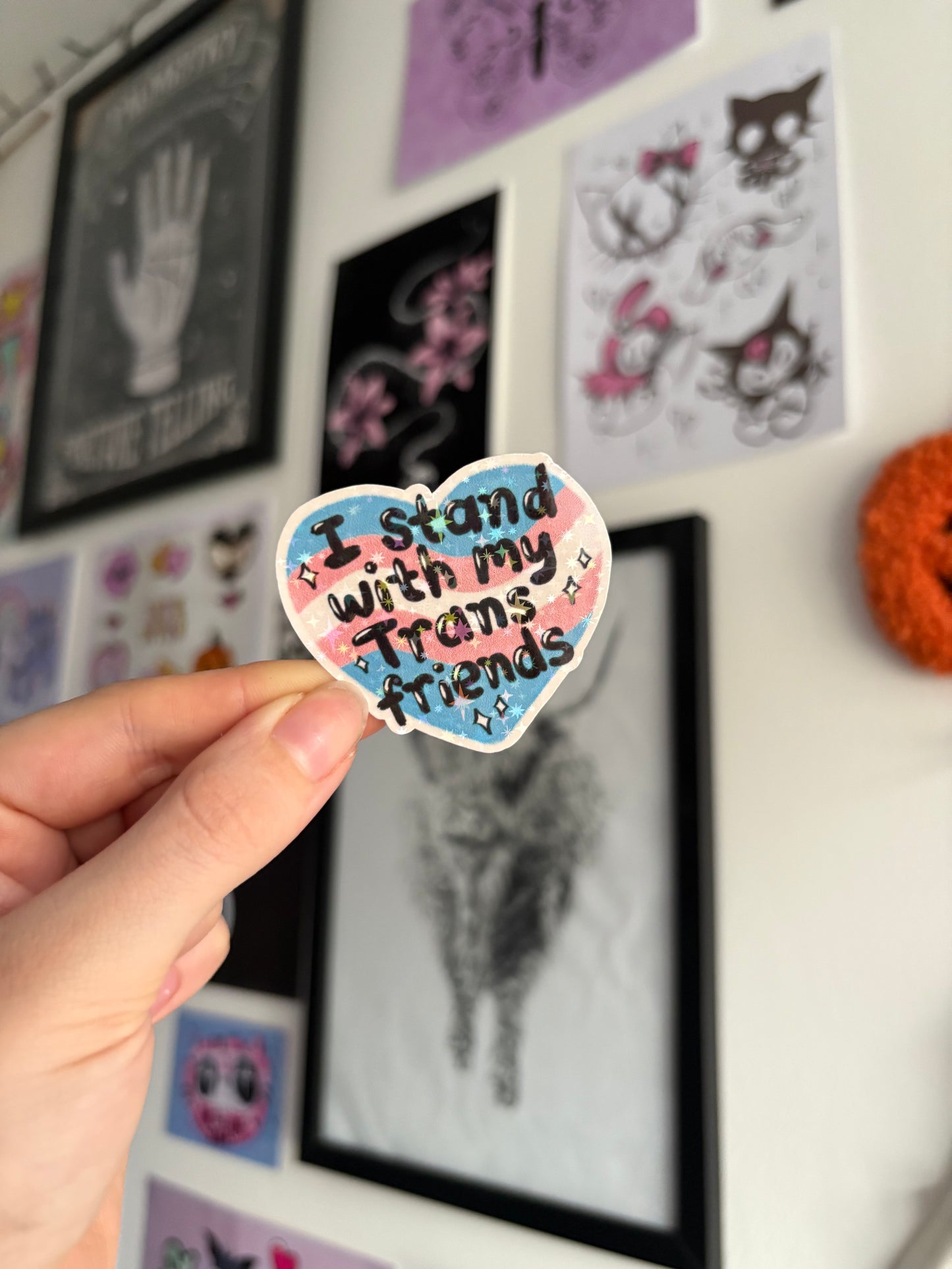I Stand With Trans Holographic Sticker
