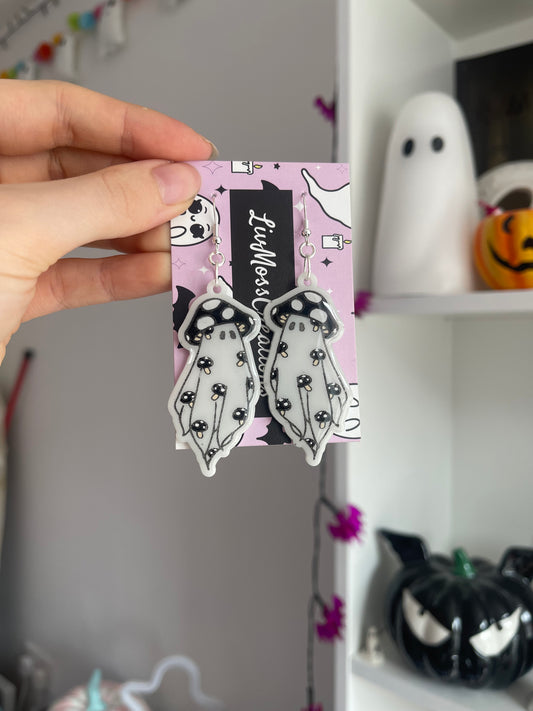 Black Mushroom Ghost Earrings