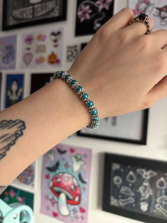 Blue & Silver Beaded Bracelet