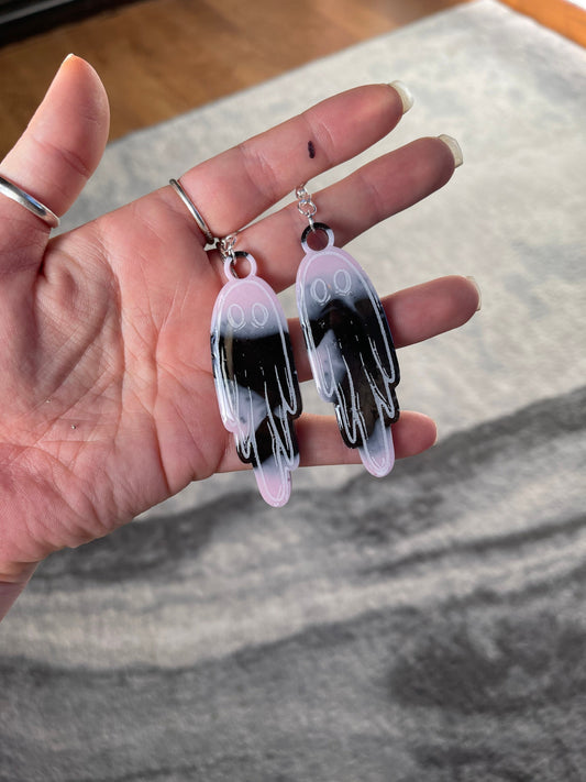 Pink & Black Pastel Goth Ghost Earrings