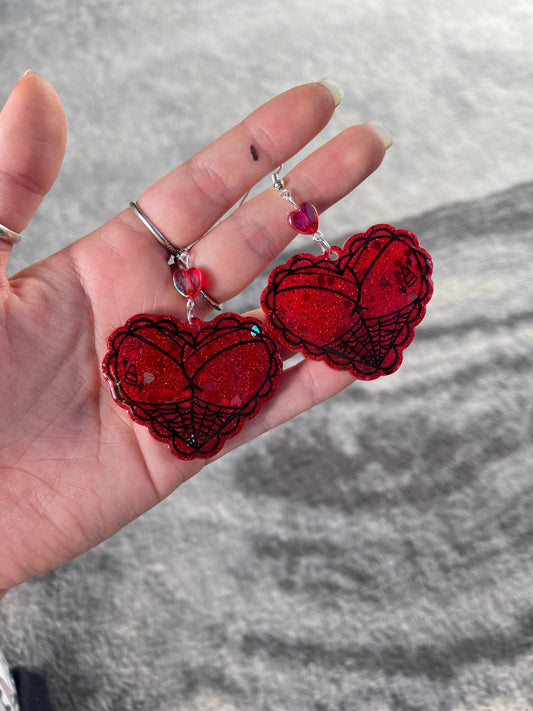 Red Glitter Spooky Booty Earrings