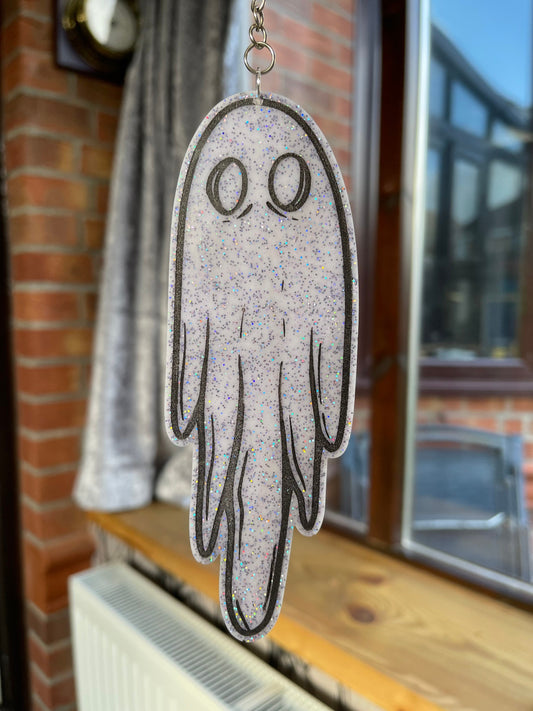 Lilac Glitter Pastel Goth Ghost Wall Hanging