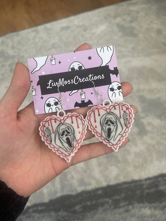 Drip Heart Horror Ghost Man Earrings