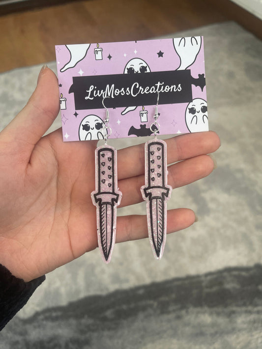 Cute Hearts Dagger Earrings