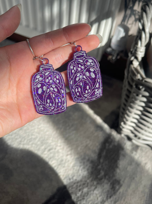 Purple Ghost Jar Earrings