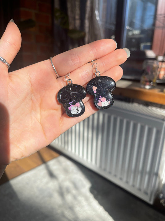 Black Mushroom Shaker Earrings