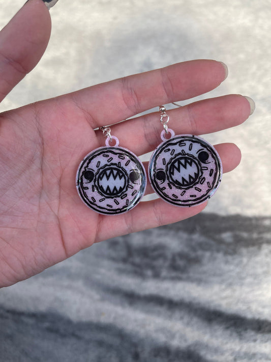 Pink and Lilac Spooky Donut Earrings