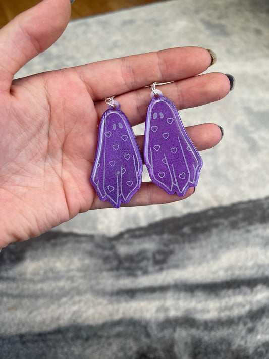 Purple Chrome Hearts Ghost Earrings