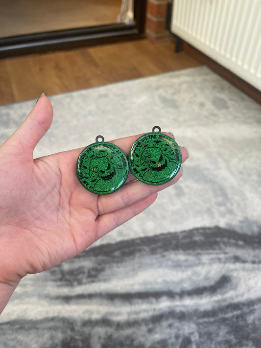 Green Boogy Man Circle Earrings