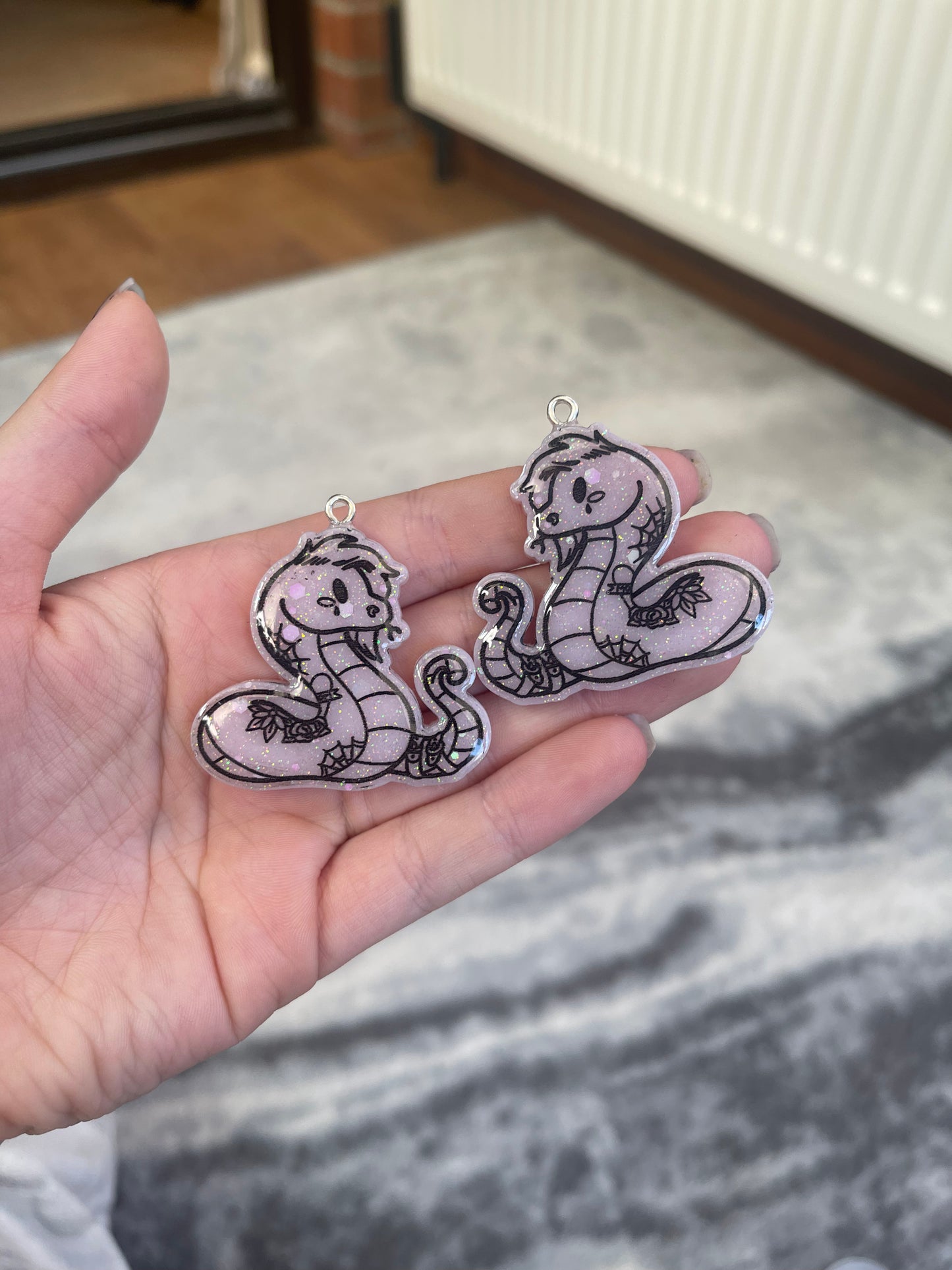 Pastel Pink Goth Punk Snake Earrings