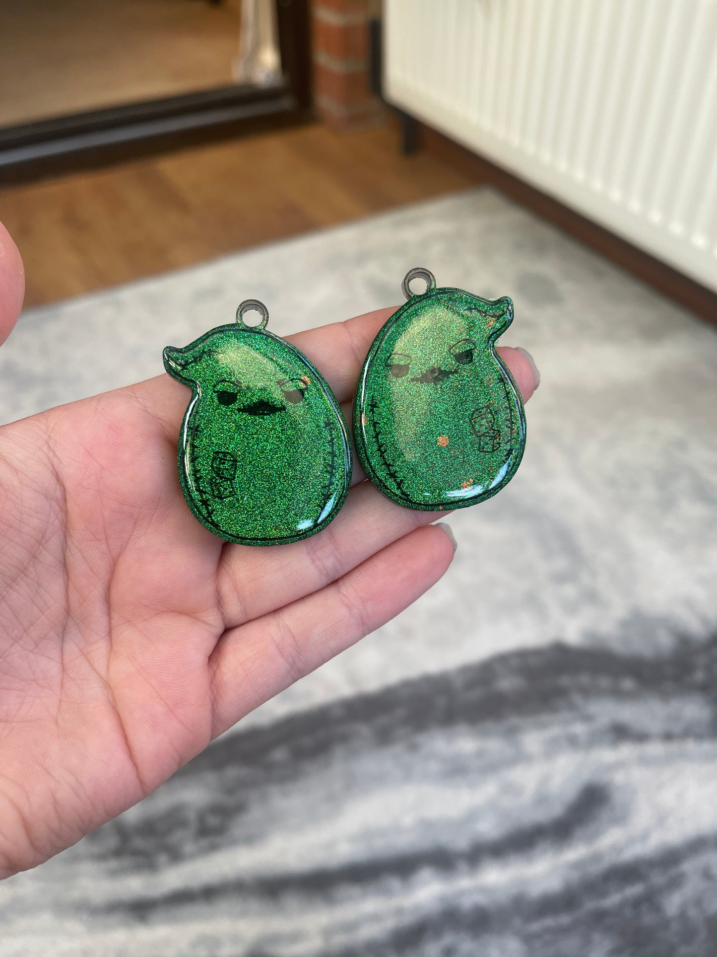 Green Holographic Boogy Man Squishy Earrings