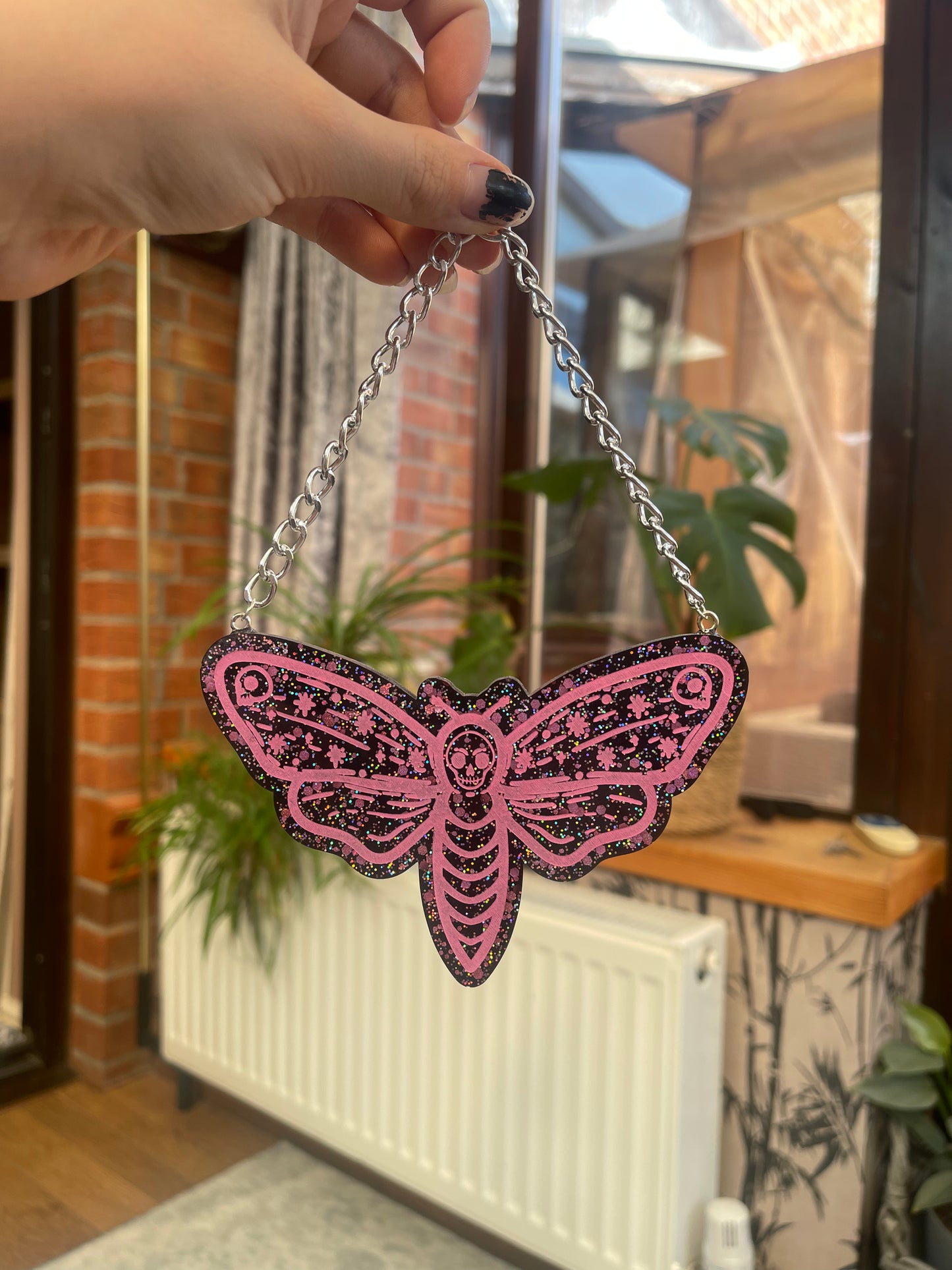 Black and Pink Death Moth Wall Hanging