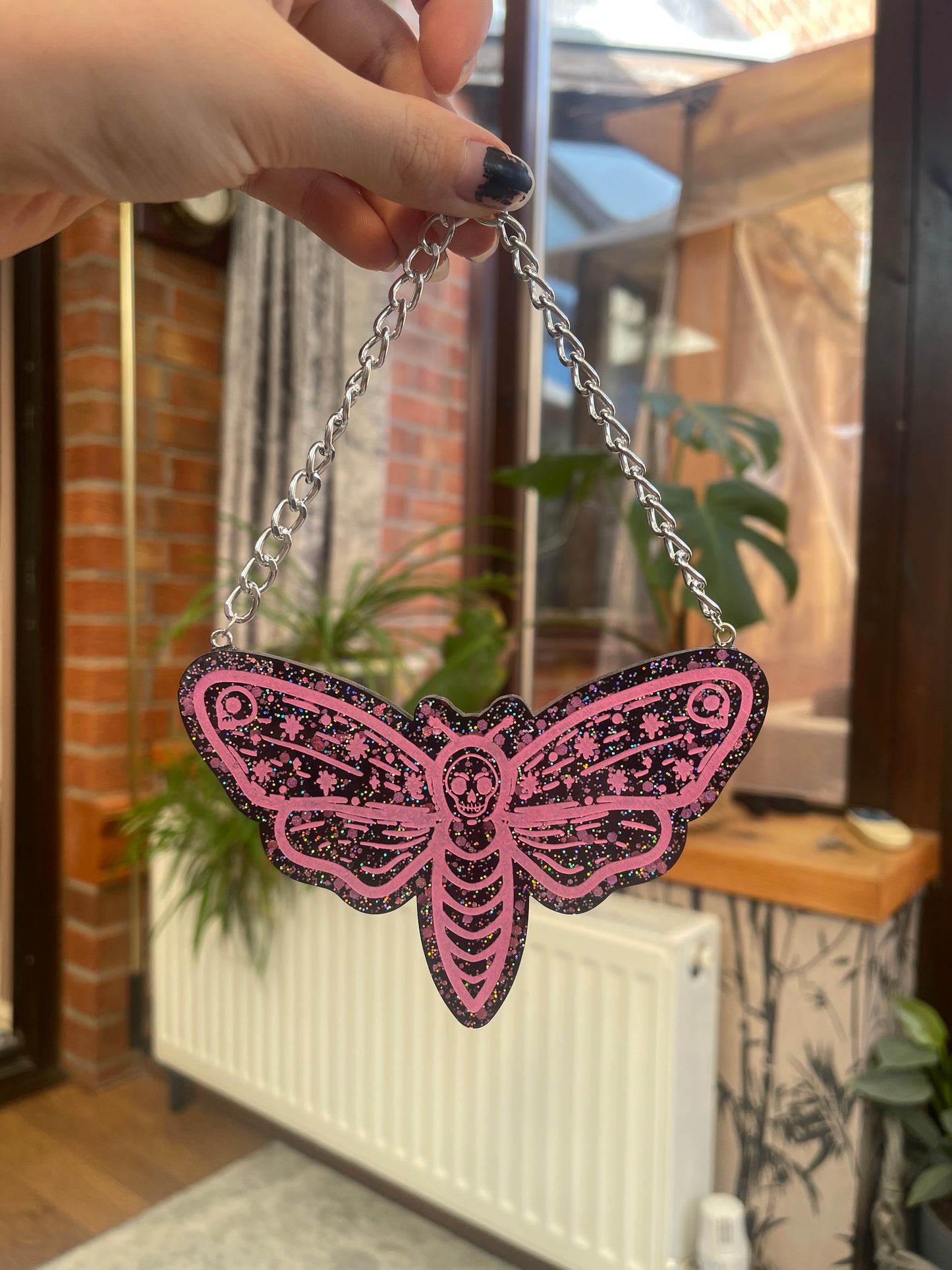 Black and Pink Death Moth Wall Hanging