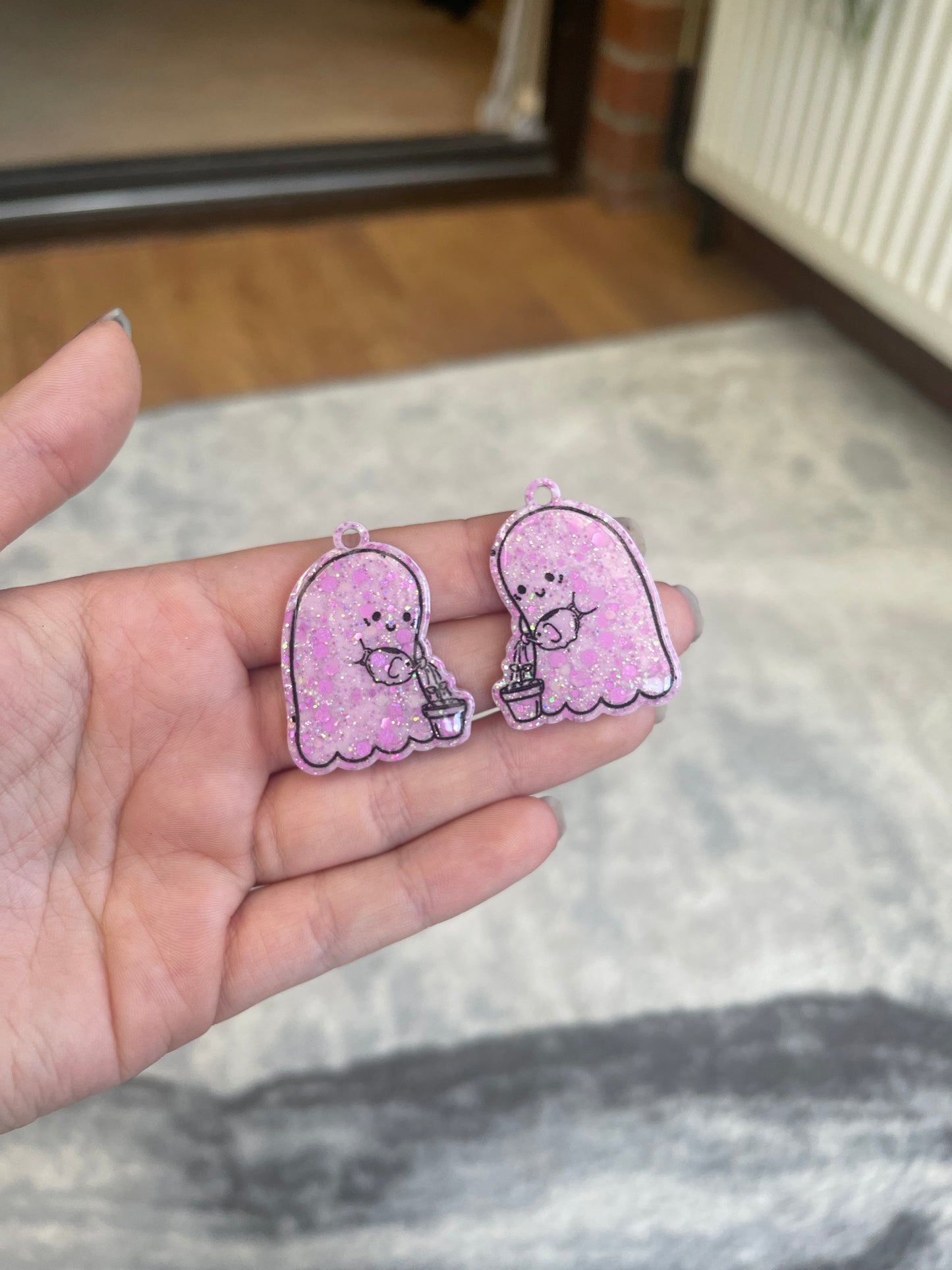 Pink Gardening Ghost Earrings