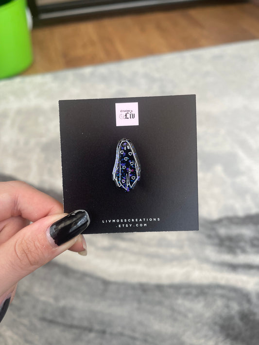 Black and Purple Glitter Ghost Pin