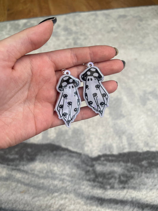 Lilac Mushroom Ghost Earrings