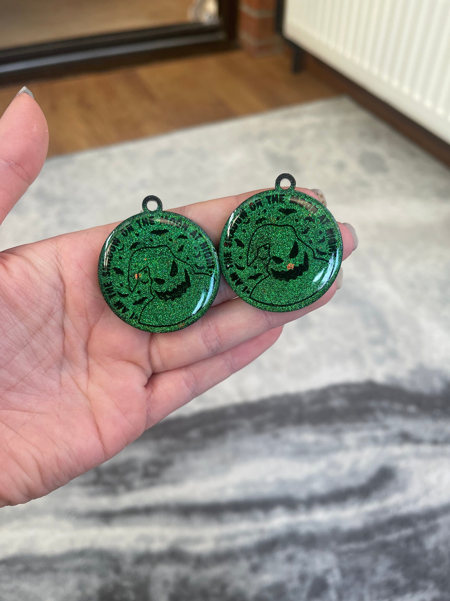 Green Boogy Man Circle Earrings