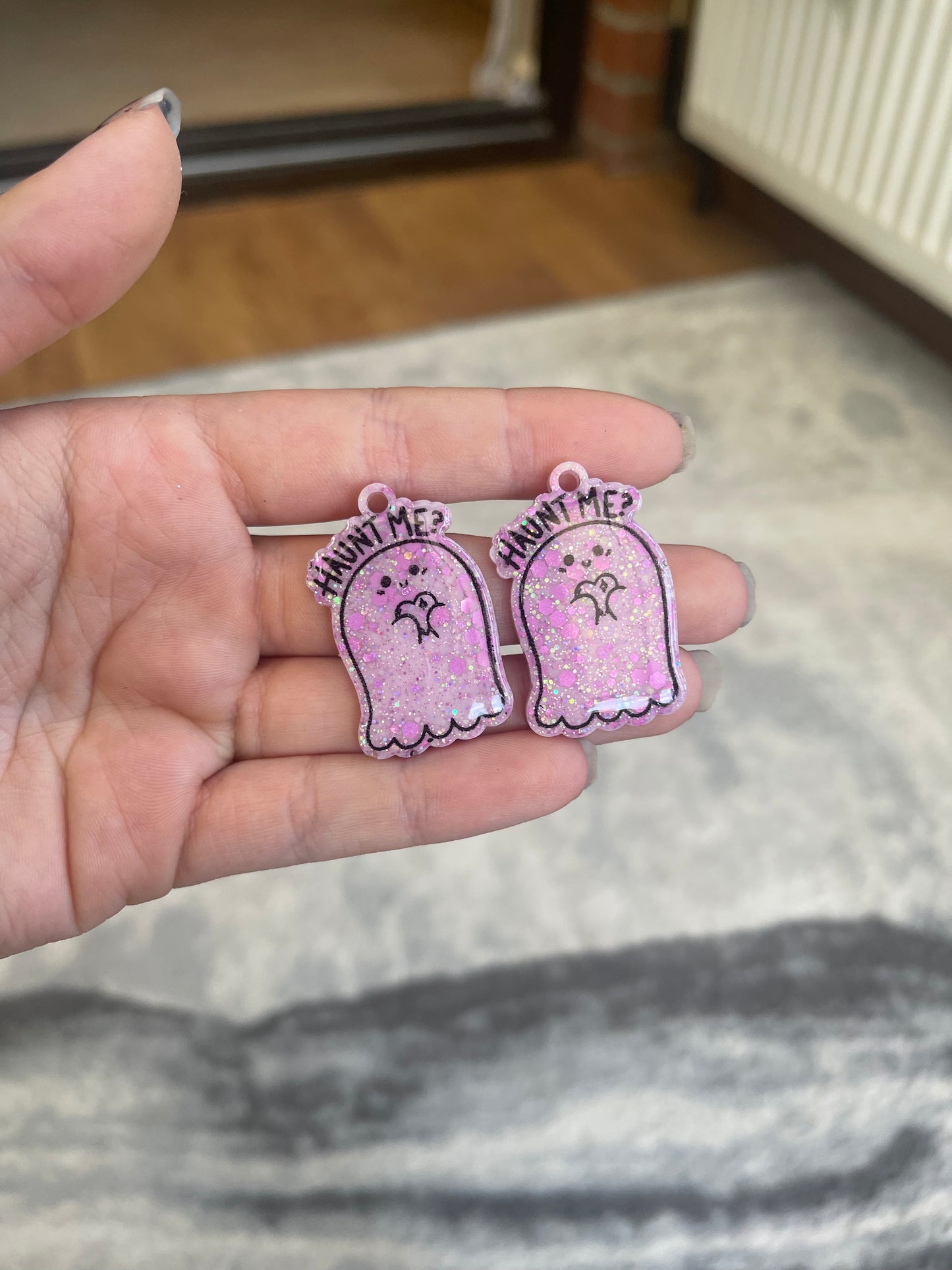 Pink Haunt Me Ghost Earrings