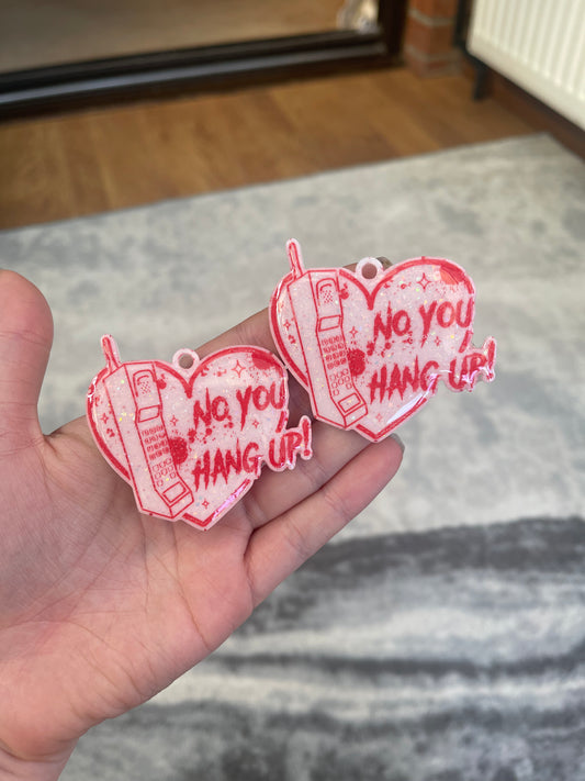 White and Red You Hang Up Hearts Earrings