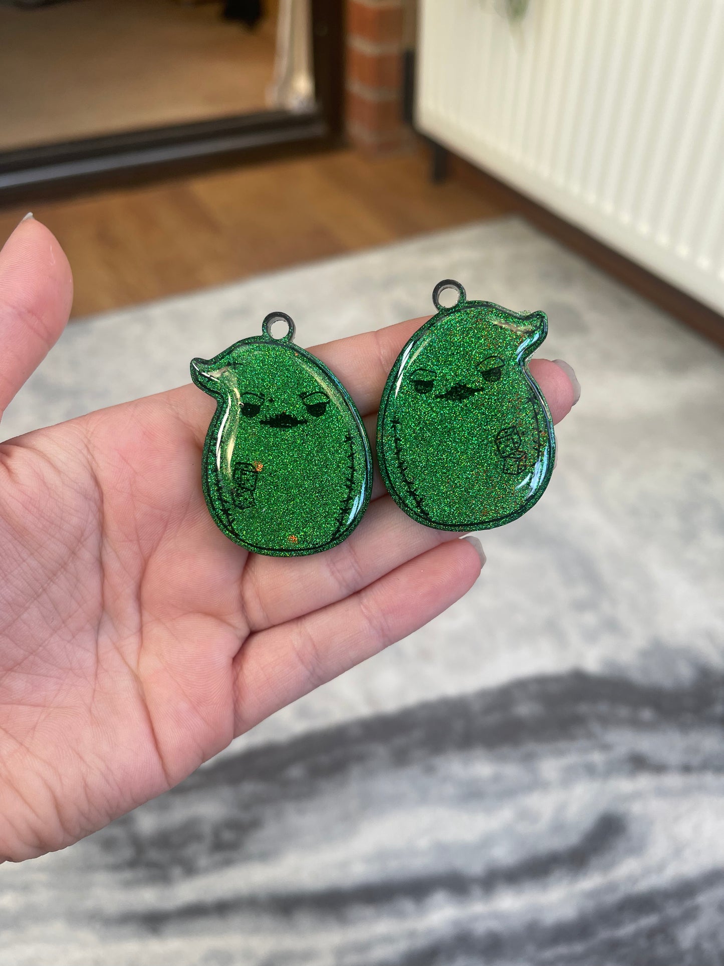 Green Holographic Boogy Man Squishy Earrings