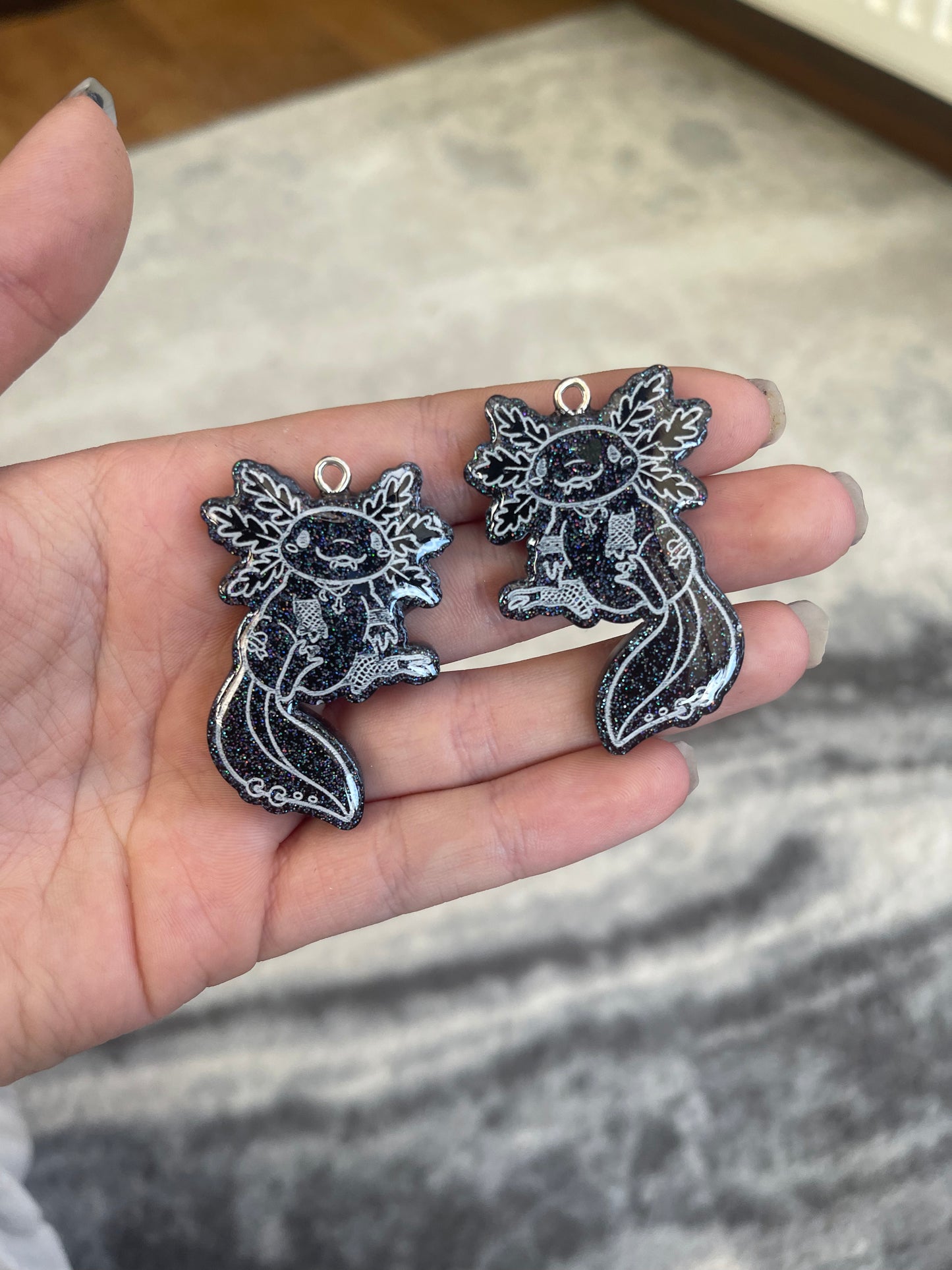 Black Goth Punk Axolotl Earrings