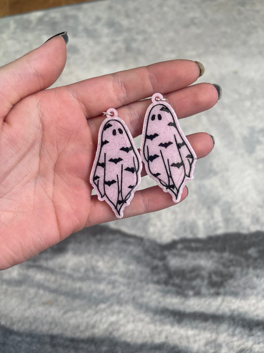 Pastel Pink Bat Ghost Earrings