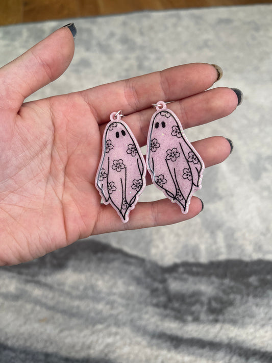 Pastel Pink Sakura Ghost Earrings