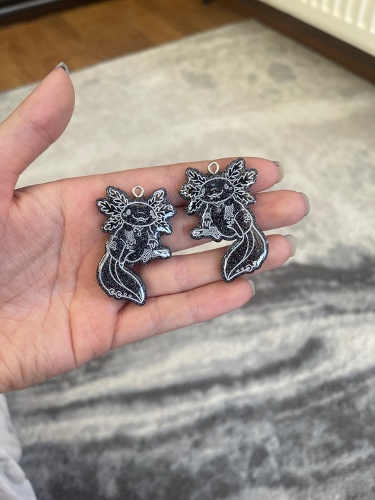 Black Goth Punk Axolotl Earrings