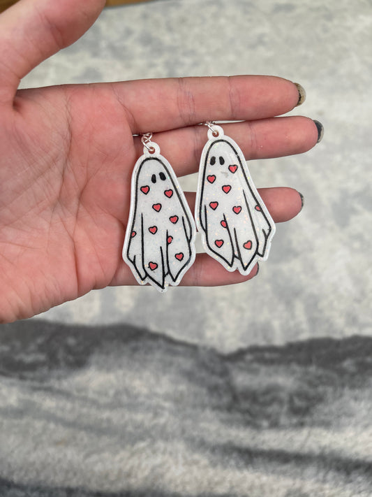 Hearts Ghost Earrings - made to order