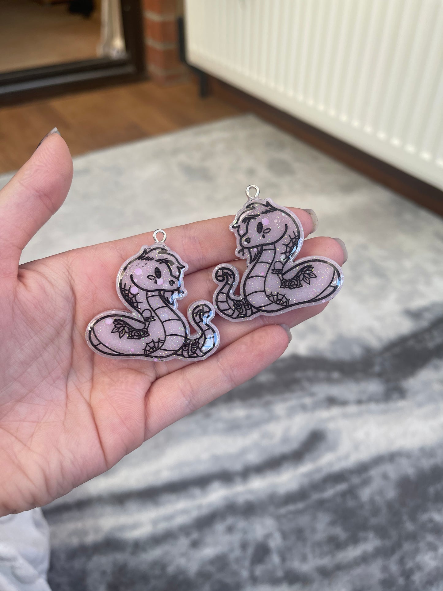 Pastel Pink Goth Punk Snake Earrings