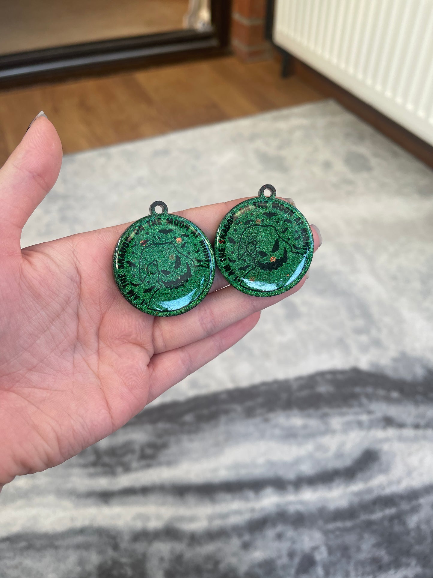 Green Boogy Man Circle Earrings