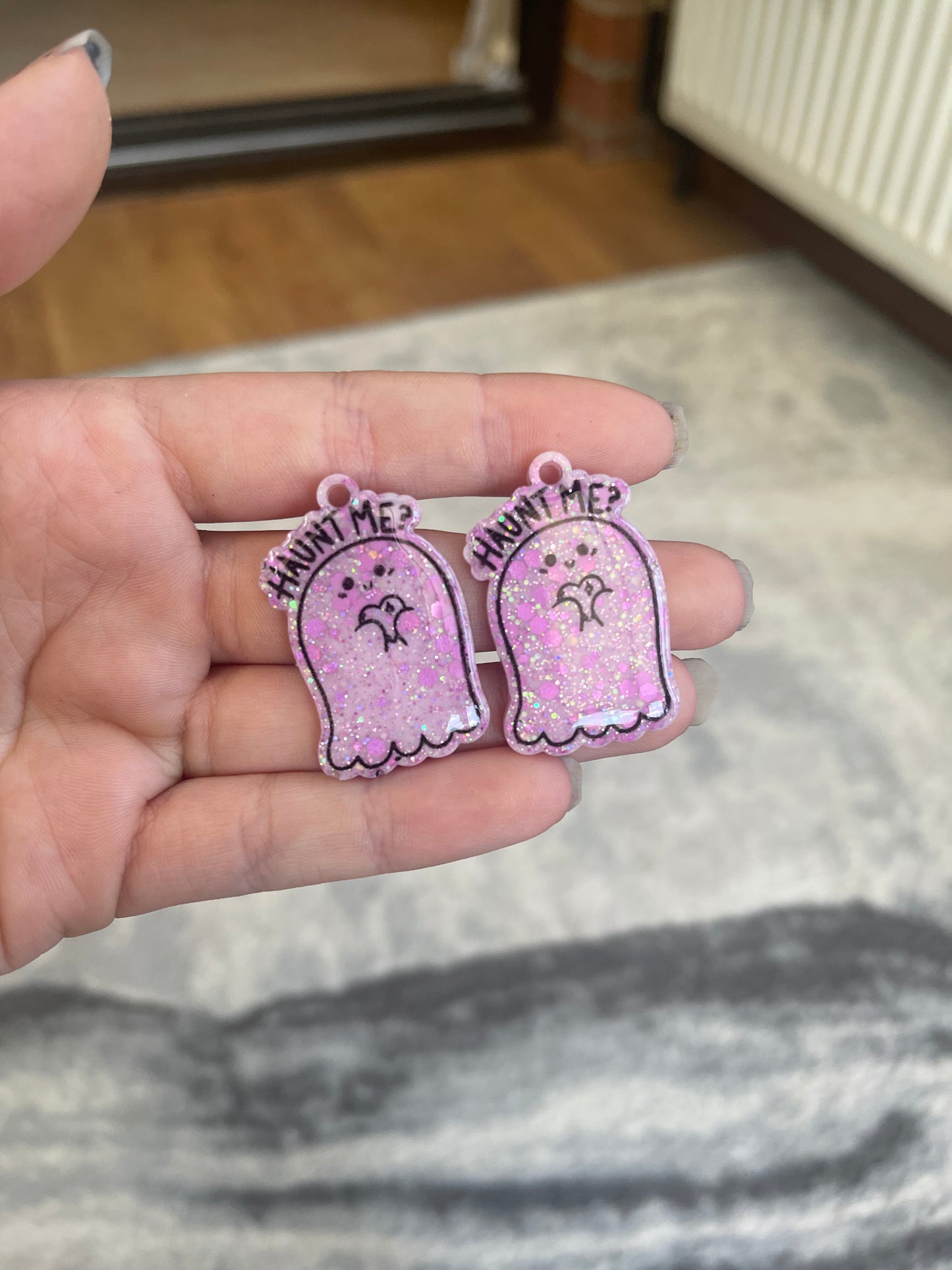 Pink Haunt Me Ghost Earrings