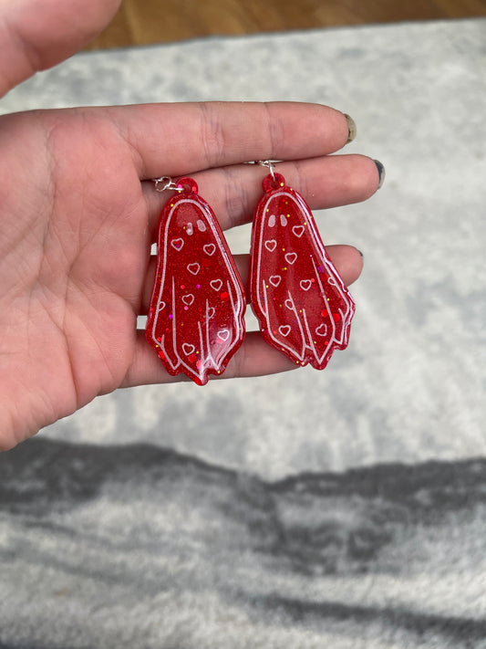 Red Hearts Ghost Earrings