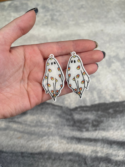 Candy Corn Ghost Earrings - made to order