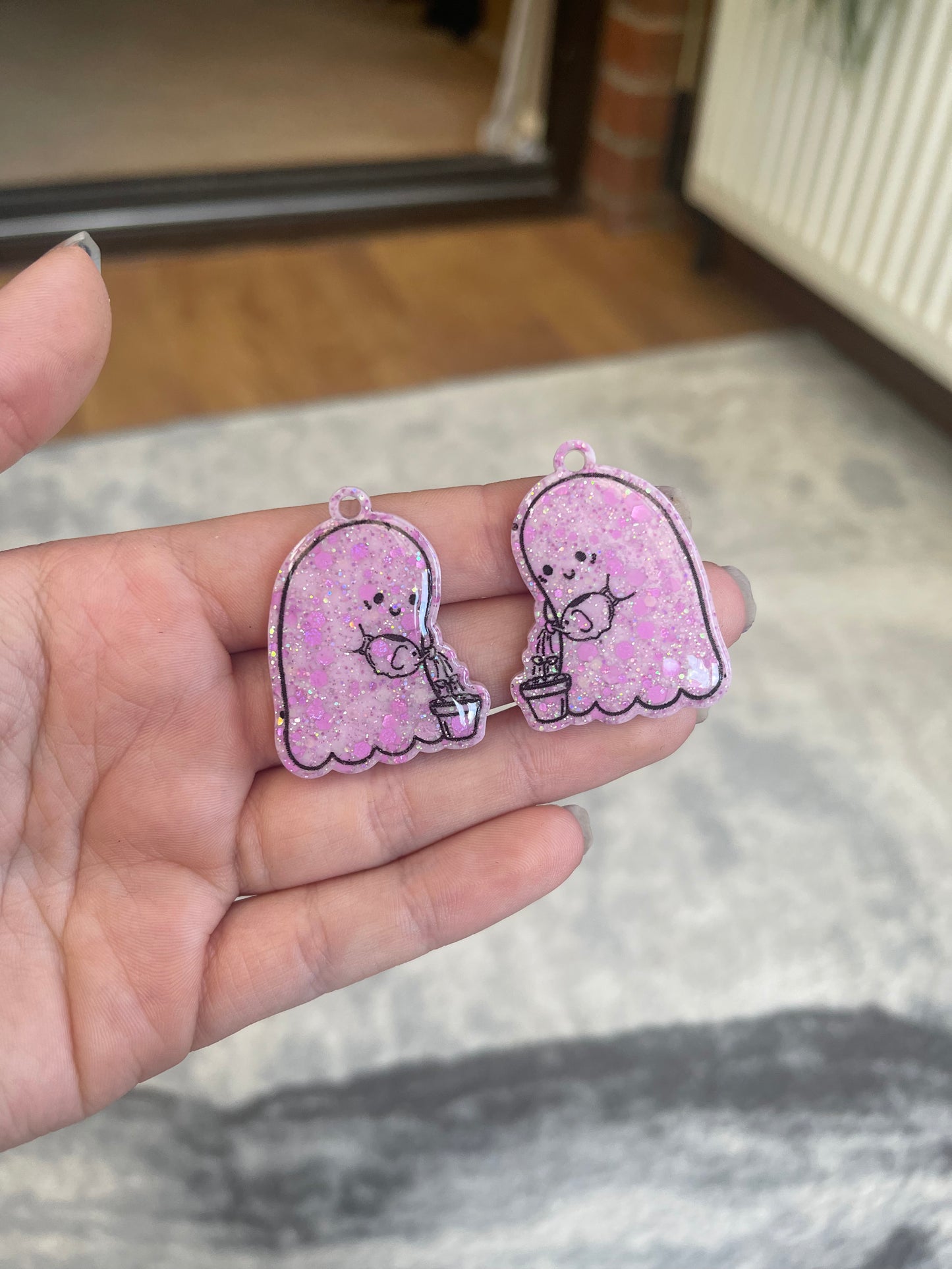 Pink Gardening Ghost Earrings