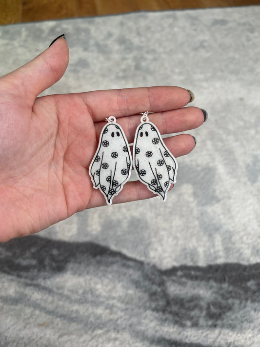 Pentagram Ghost Earrings - made to order