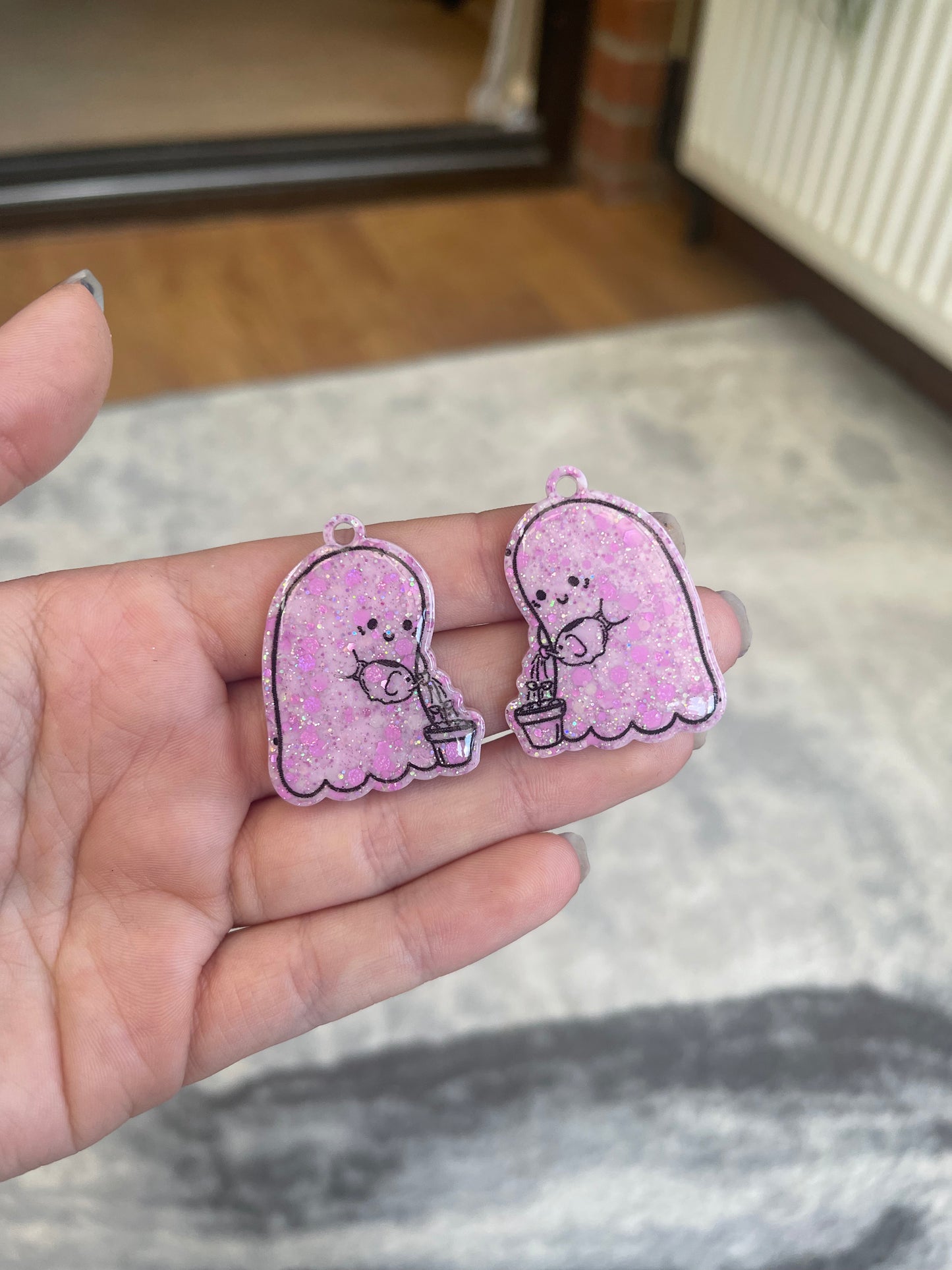 Pink Gardening Ghost Earrings