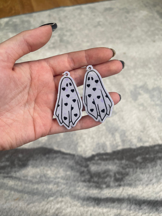 Lilac Heart Ghost Earrings