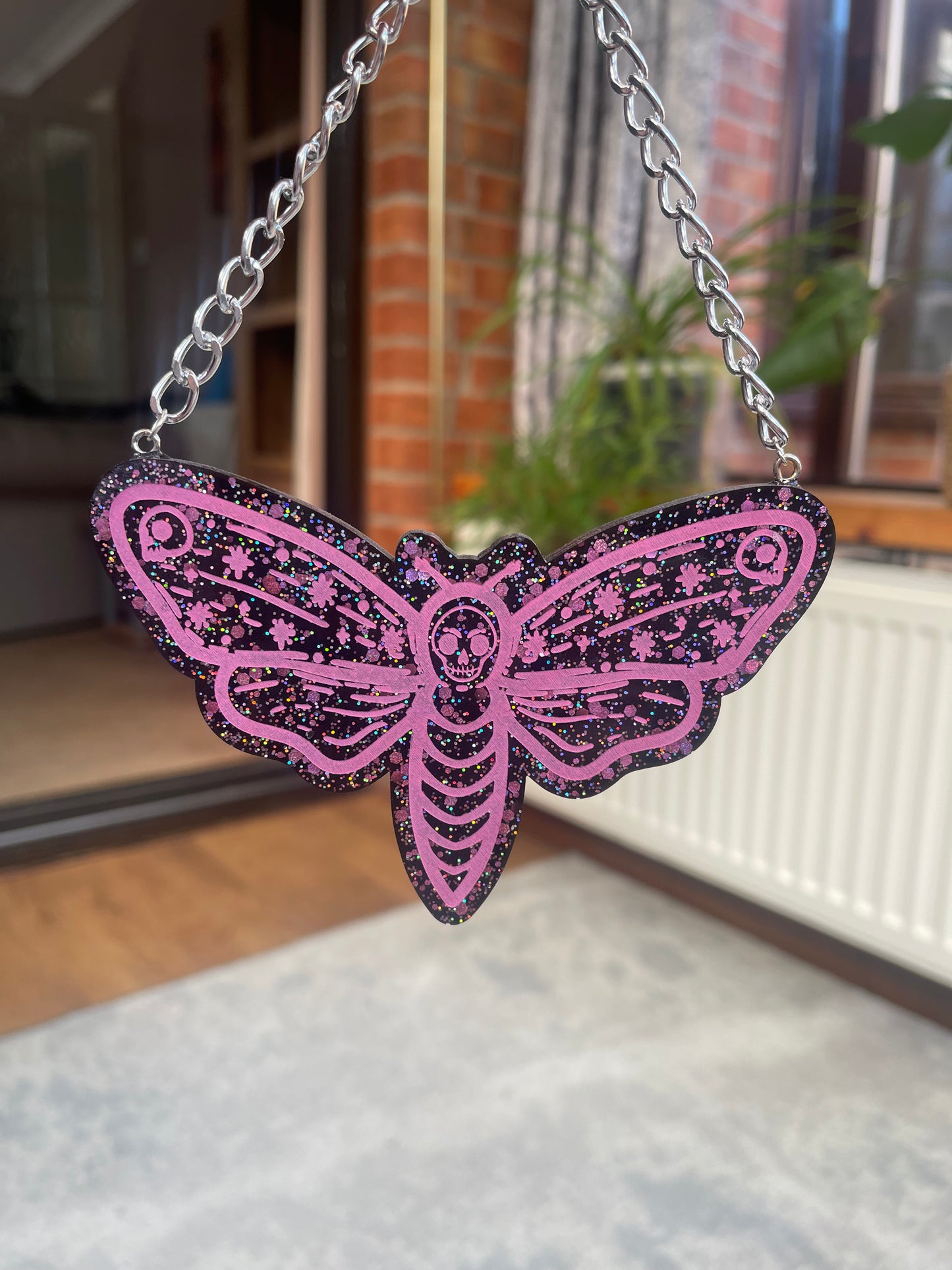 Black and Pink Death Moth Wall Hanging